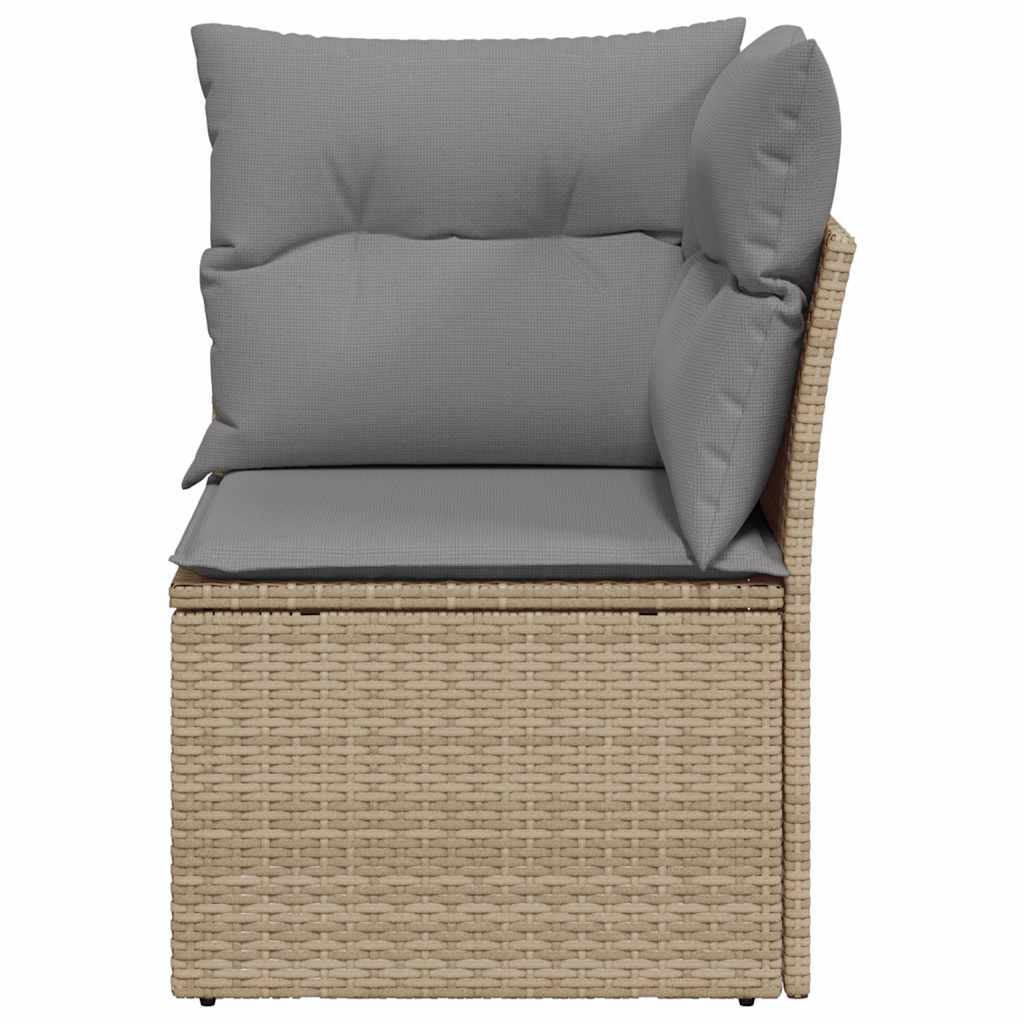 Tuinhoekbank met kussens poly rattan beige