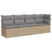 Tuinbank 4-zits met kussens poly rattan beige