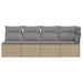 Tuinbank 4-zits met kussens poly rattan beige