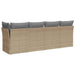 Tuinbank 4-zits met kussens poly rattan beige
