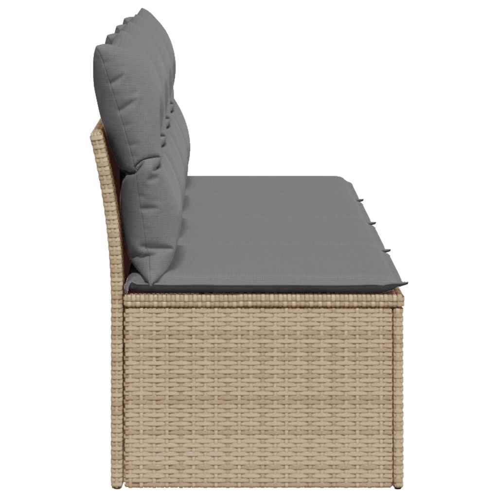 Tuinbank 4-zits met kussens poly rattan beige
