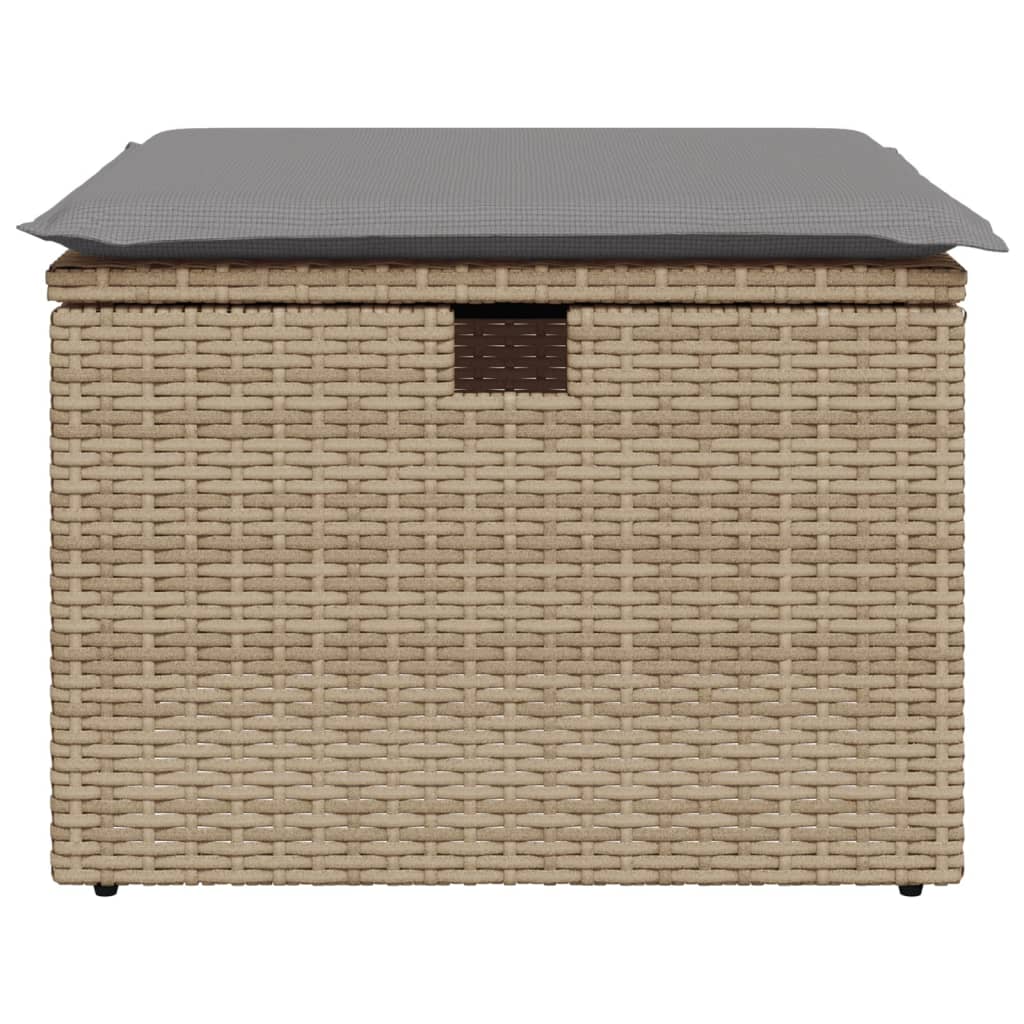 Tuinkruk met kussen 55x55x37 cm poly rattan beige