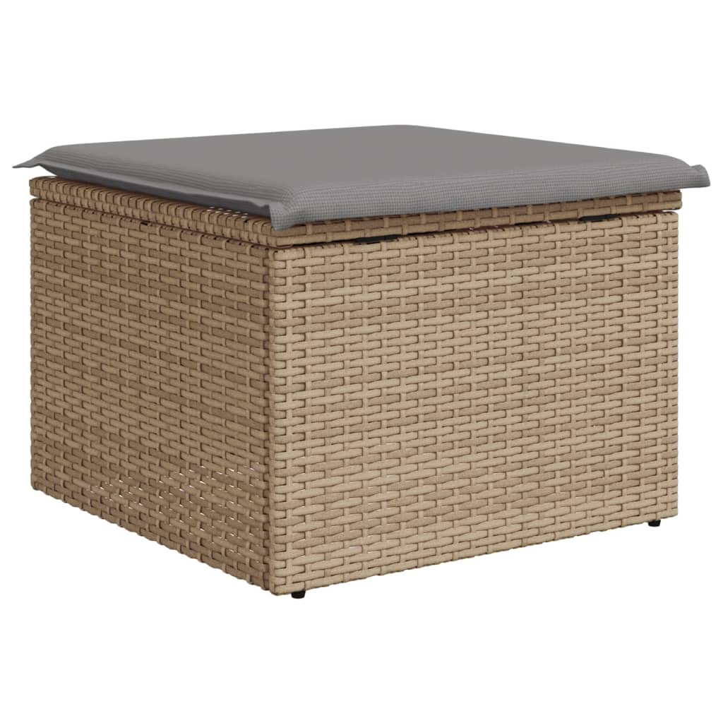 Tuinkruk met kussen 55x55x37 cm poly rattan beige