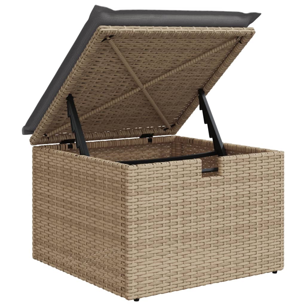 Tuinkruk met kussen 55x55x37 cm poly rattan beige