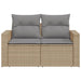 Tuinbank 2-zits met kussens poly rattan beige