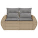 Tuinbank 2-zits met kussens poly rattan beige