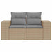Tuinbank 2-zits met kussens poly rattan beige
