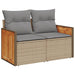 Tuinbank 2-zits met kussens poly rattan beige