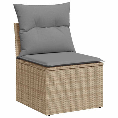 Tuinstoel zonder armleuning met kussens poly rattan beige