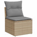 Tuinstoel zonder armleuning met kussens poly rattan beige