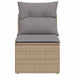 Tuinstoel zonder armleuning met kussens poly rattan beige
