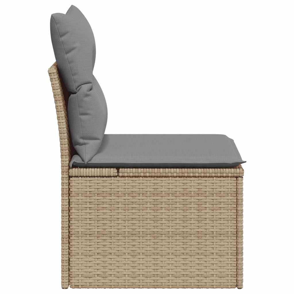Tuinstoel zonder armleuning met kussens poly rattan beige
