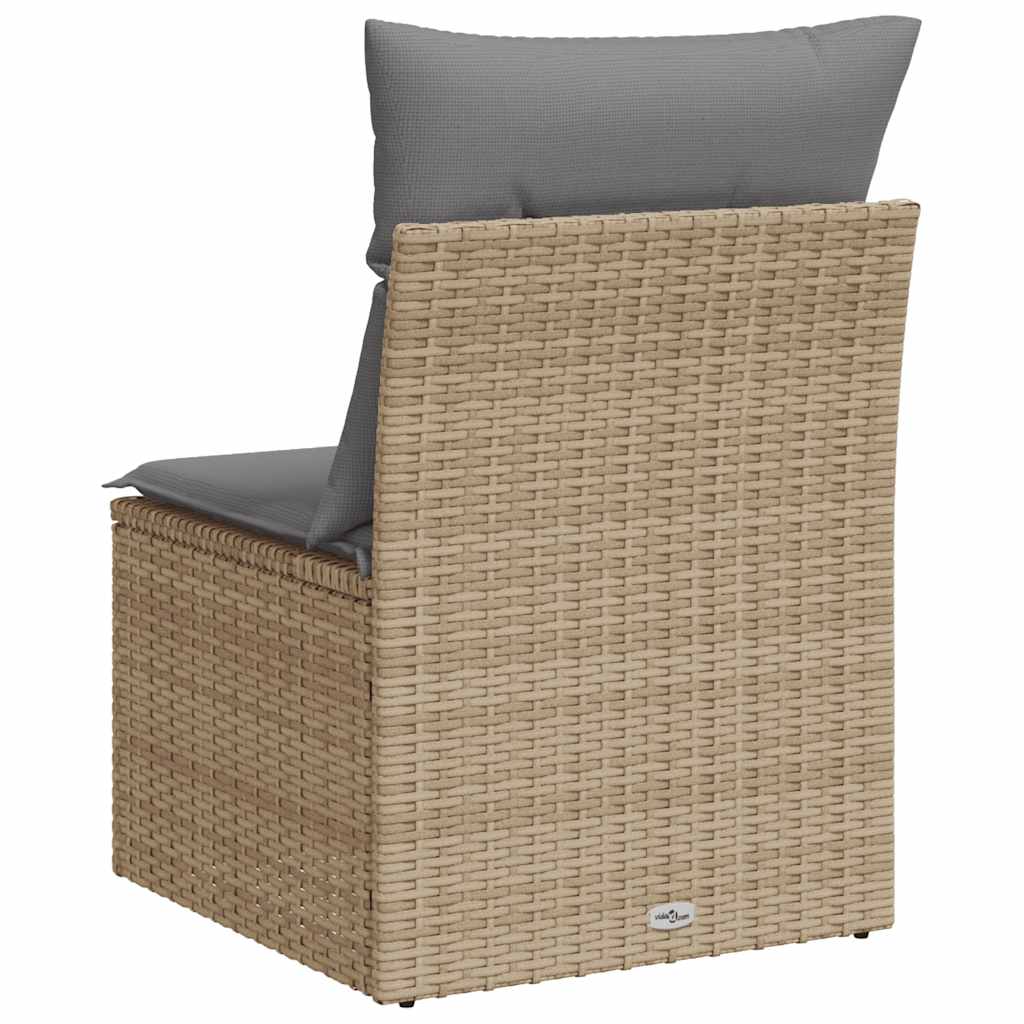Tuinstoel zonder armleuning met kussens poly rattan beige
