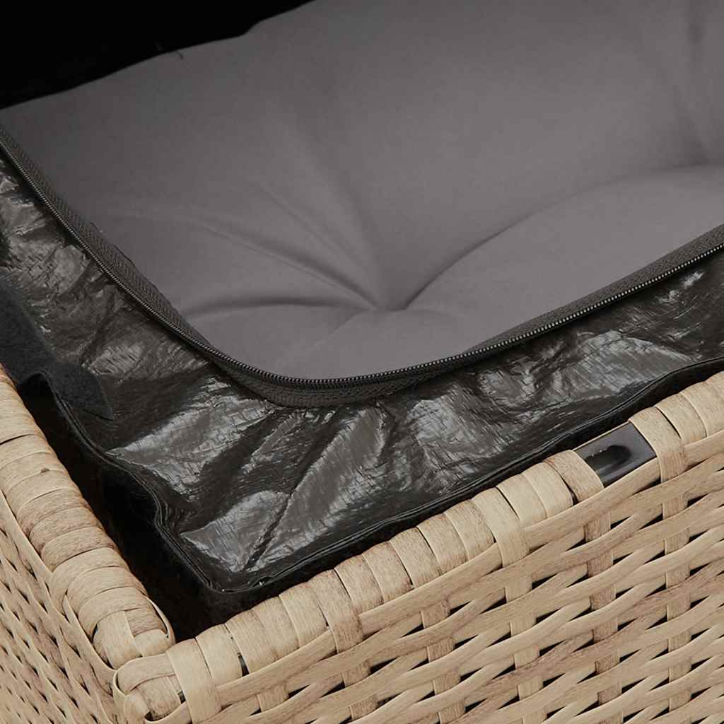 Tuinstoel zonder armleuning met kussens poly rattan beige