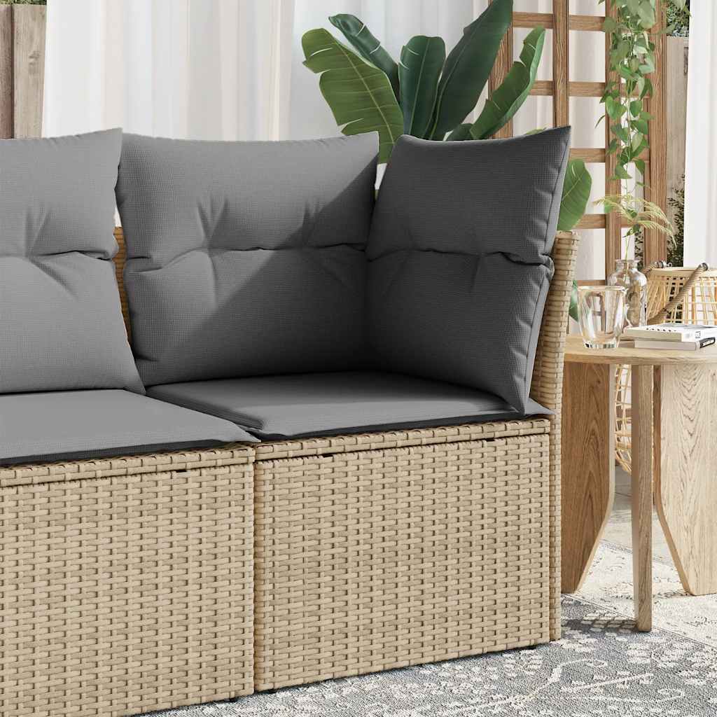 Tuinstoel zonder armleuning met kussens poly rattan beige