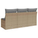 Tuinbank 3-zits met kussens poly rattan beige
