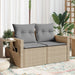 Tuinbank 2-zits met kussens poly rattan beige