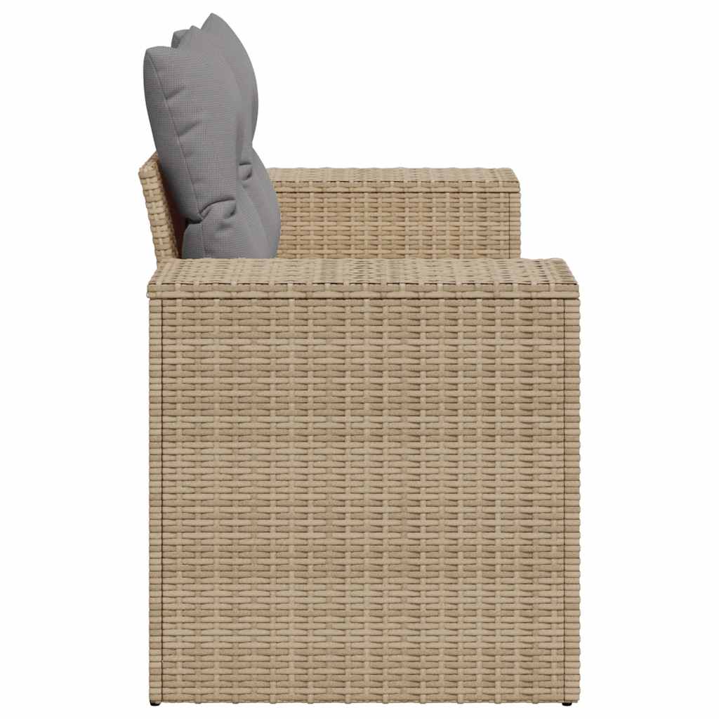 Tuinbank 2-zits met kussens poly rattan beige