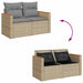 Tuinbank 2-zits met kussens poly rattan beige
