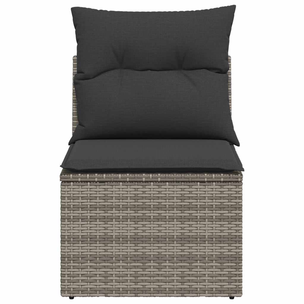 Tuinbank zonder armleuning met kussens poly rattan grijs