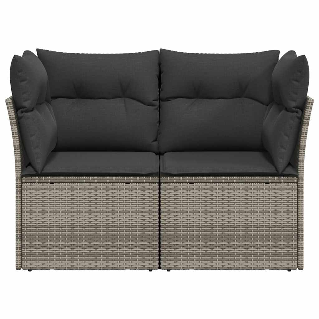 Tuinbank 2-zits met kussens poly rattan grijs