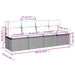 Tuinbank 4-zits met kussens poly rattan grijs