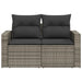 Tuinbank 2-zits met kussens poly rattan grijs