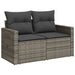 Tuinbank 2-zits met kussens poly rattan grijs