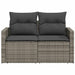 Tuinbank 2-zits met kussens poly rattan grijs