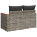 Tuinbank 2-zits met kussens poly rattan grijs