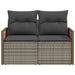 Tuinbank 2-zits met kussens poly rattan grijs