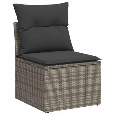 Tuinstoel zonder armleuning met kussens poly rattan grijs