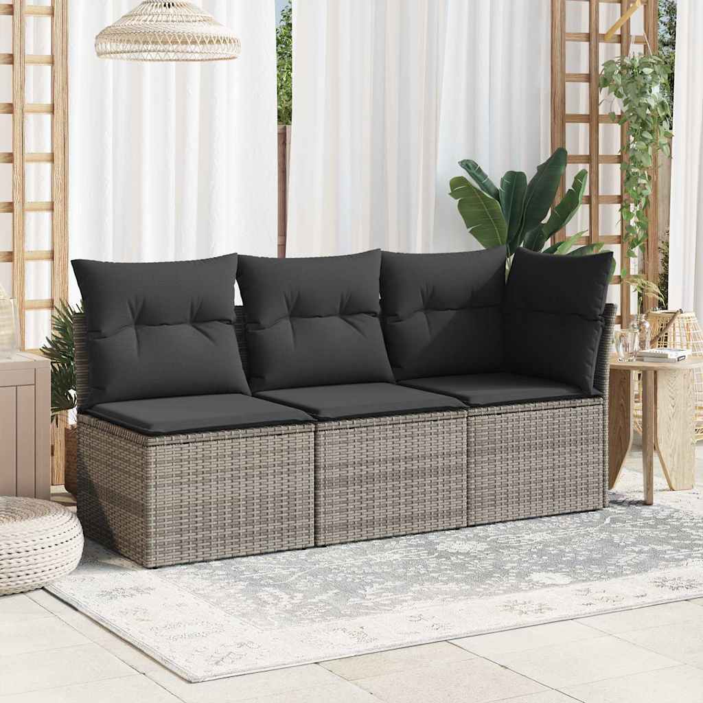 Tuinstoel zonder armleuning met kussens poly rattan grijs