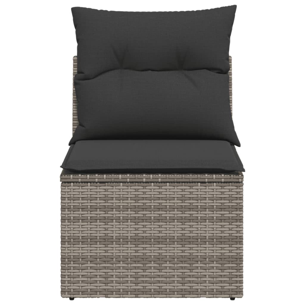 Tuinstoel zonder armleuning met kussens poly rattan grijs