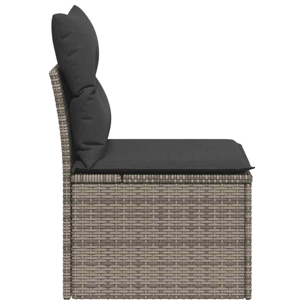 Tuinstoel zonder armleuning met kussens poly rattan grijs