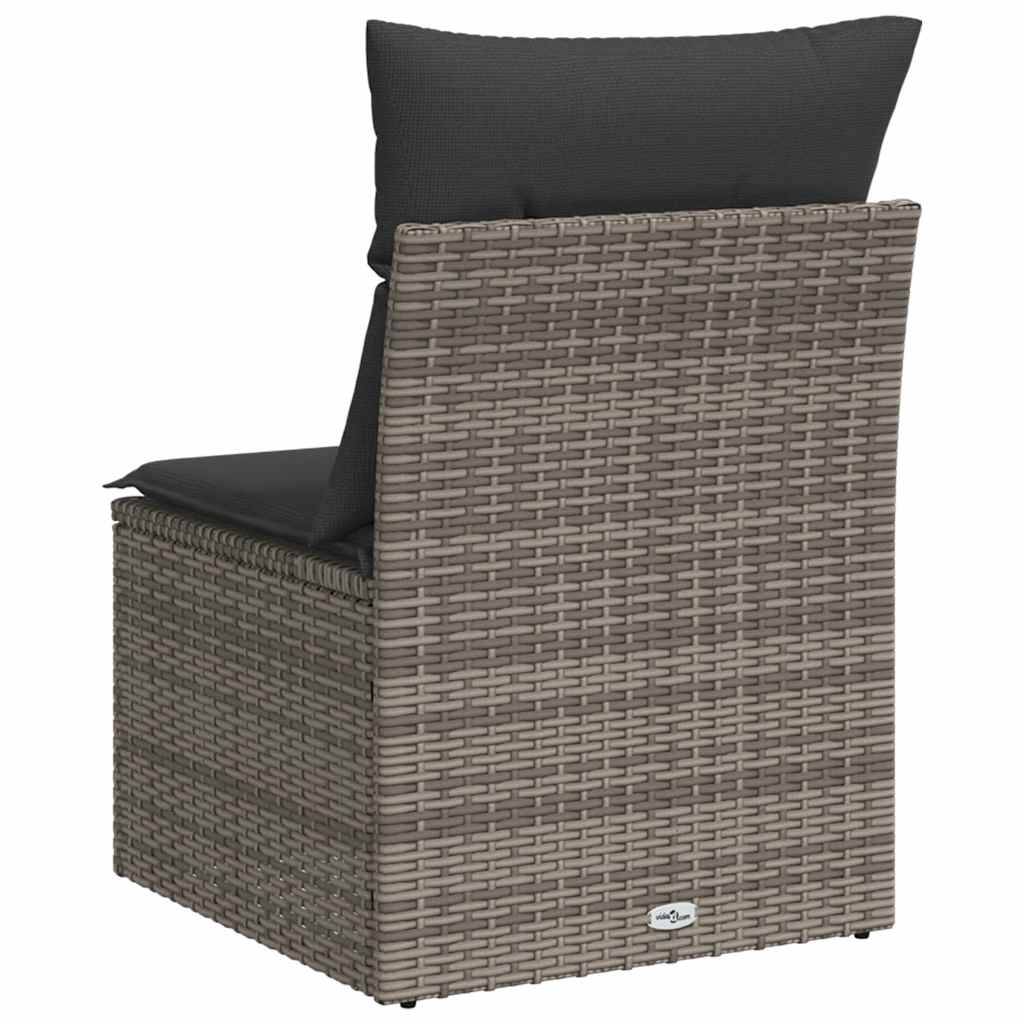 Tuinstoel zonder armleuning met kussens poly rattan grijs
