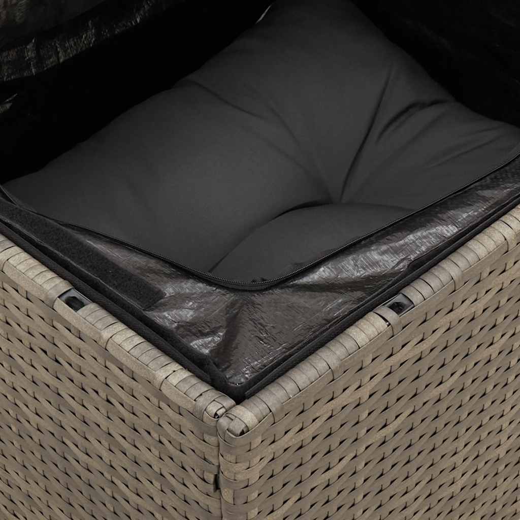 Tuinstoel zonder armleuning met kussens poly rattan grijs