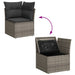 Tuinhoekbank met kussens poly rattan grijs