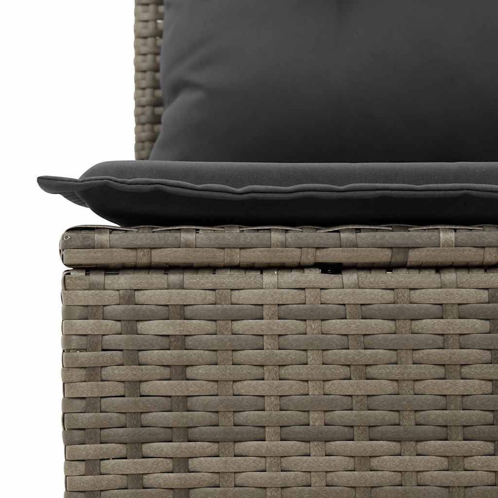 Tuinbank 3-zits met kussens poly rattan grijs