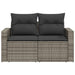 Tuinbank 2-zits met kussens poly rattan grijs