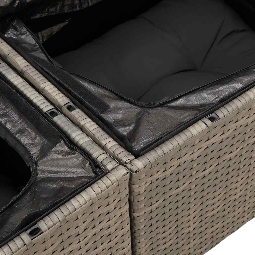 Tuinbank 2-zits met kussens poly rattan grijs