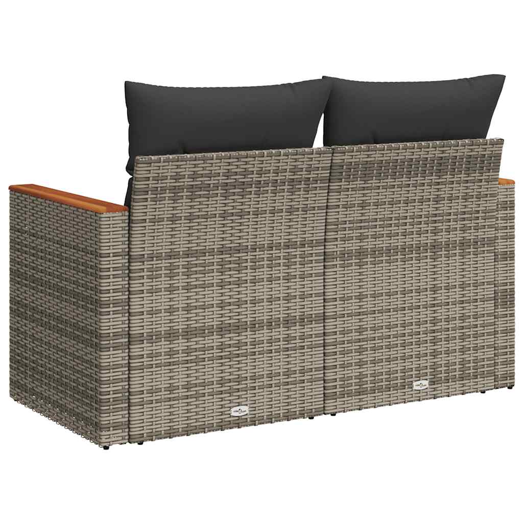 Tuinbank 2-zits met kussens poly rattan grijs