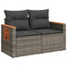 Tuinbank 2-zits met kussens poly rattan grijs