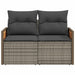 Tuinbank 2-zits met kussens poly rattan grijs