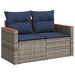 Tuinbank met kussens 2-zits poly rattan grijs