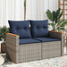 Tuinbank met kussens 2-zits poly rattan grijs