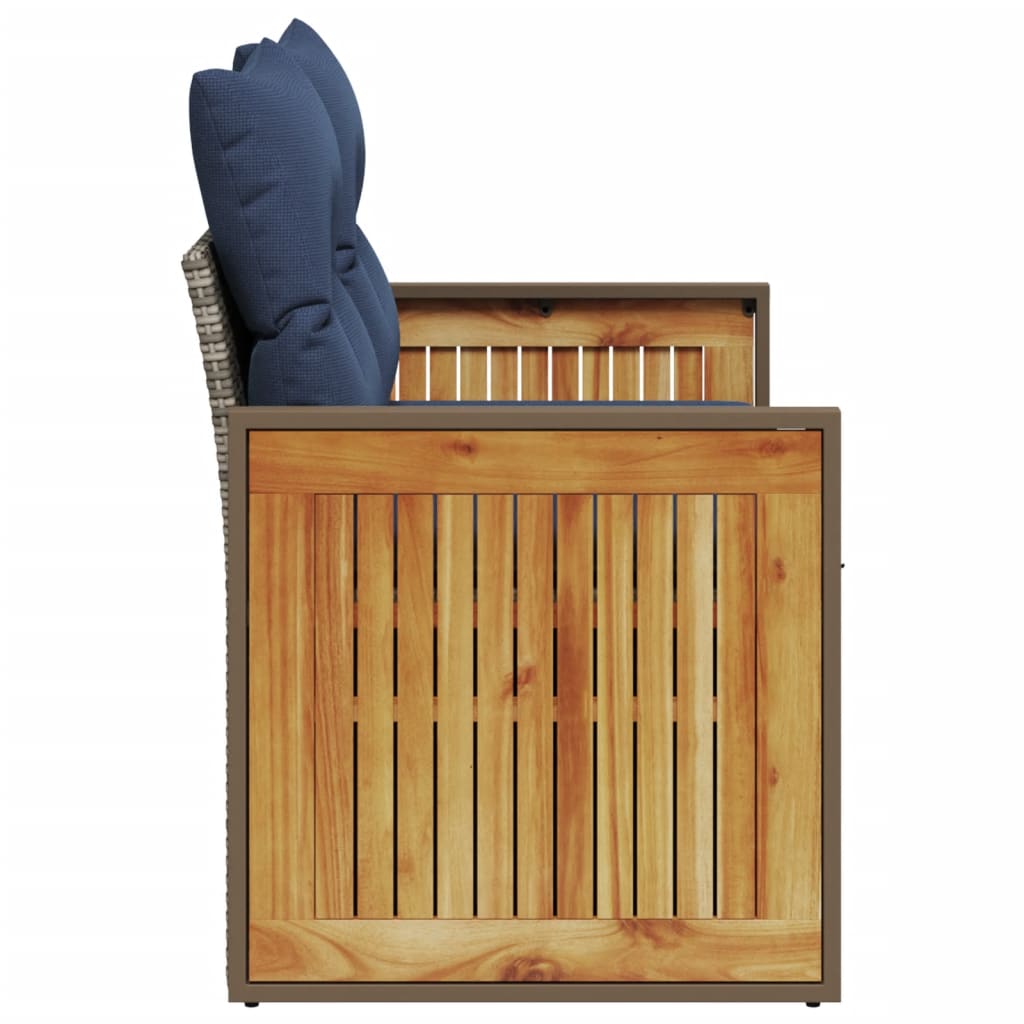 Tuinbank met kussens 2-zits poly rattan grijs