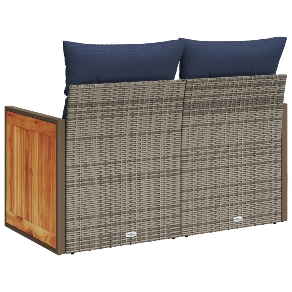 Tuinbank met kussens 2-zits poly rattan grijs