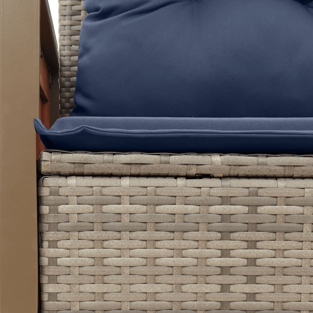 Tuinbank met kussens 2-zits poly rattan grijs