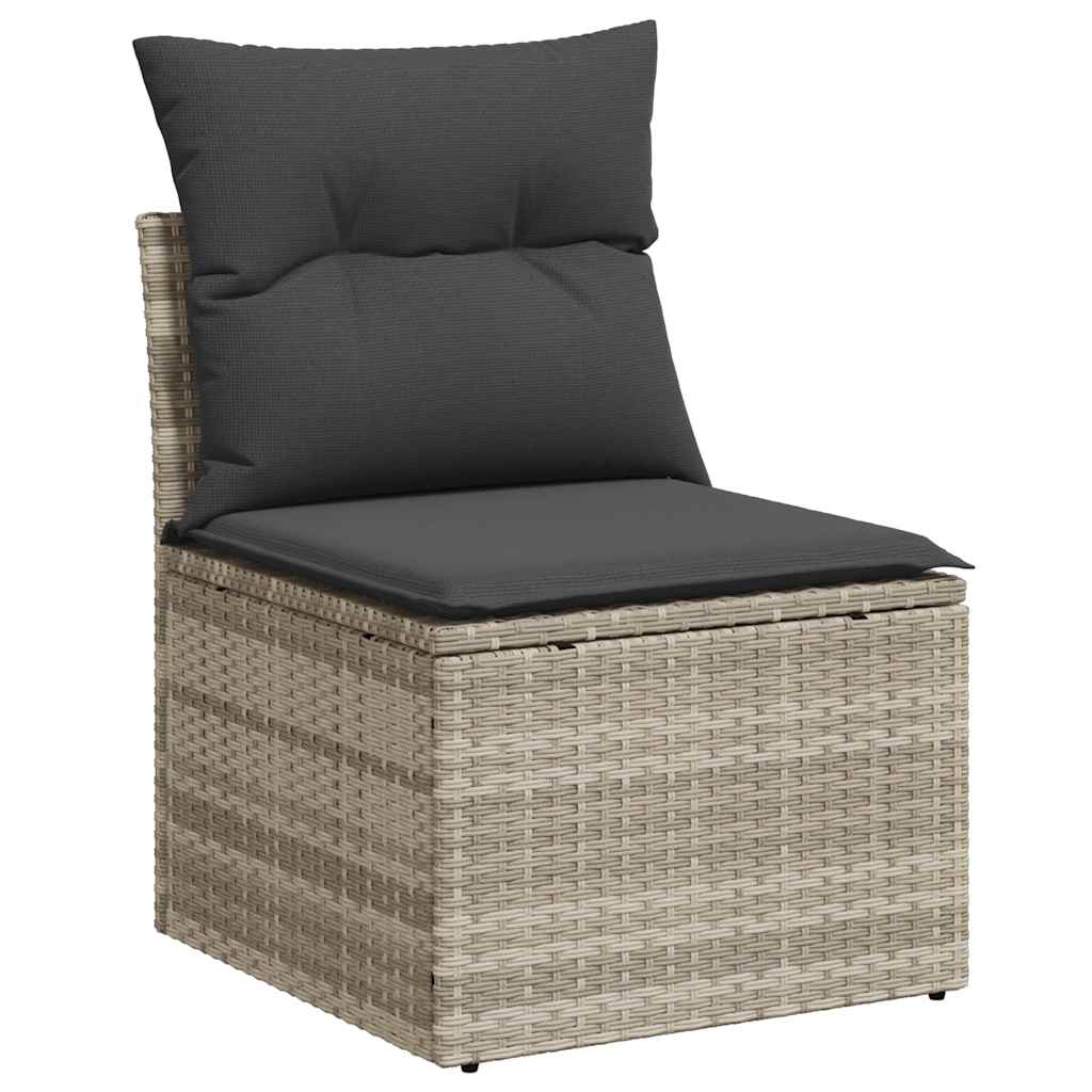 Tuinbank zonder armleuning met kussens poly rattan lichtgrijs